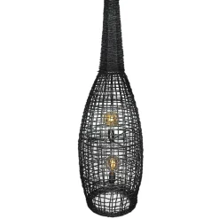 Stehlampe klein 120 cm Schwarz E27 aus Seegras Korb