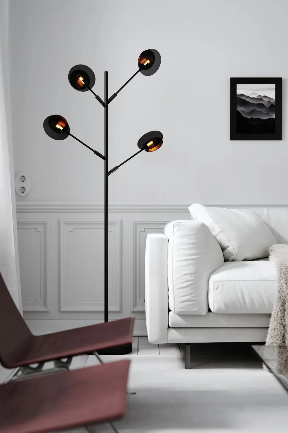 Stehlampe Metall Glas 175,5 cm hoch in Schwarz Gold G9