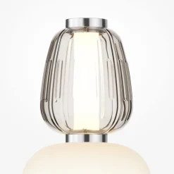 Stehlampe Metall Glas LED 165,5 cm hoch Chrom Weiß Grau