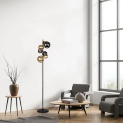 Stehlampe Rauchgrau Bernstein Glas 155 cm G9 2100 lm