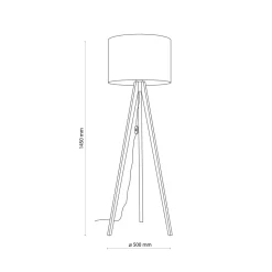 Stehlampe Schwarz 145 cm hoch Dreibein Holz Stoff E27