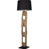 Stehlampe Stoff Holz 177cm hoch blendarm in Schwarz