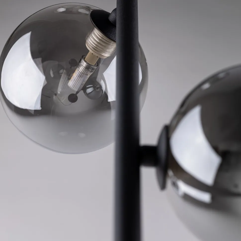 Stehleuchte 151 cm Rauchglas Metall Grau Schwarz 3x G9