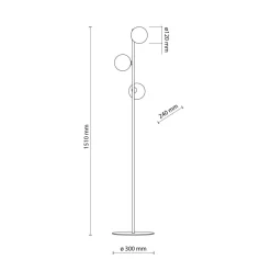 Stehleuchte 151 cm Rauchglas Metall Grau Schwarz 3x G9
