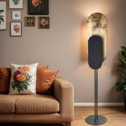 Stehleuchte dekorativ 163 cm GX53 Schwarz Gold aus Metall Holz