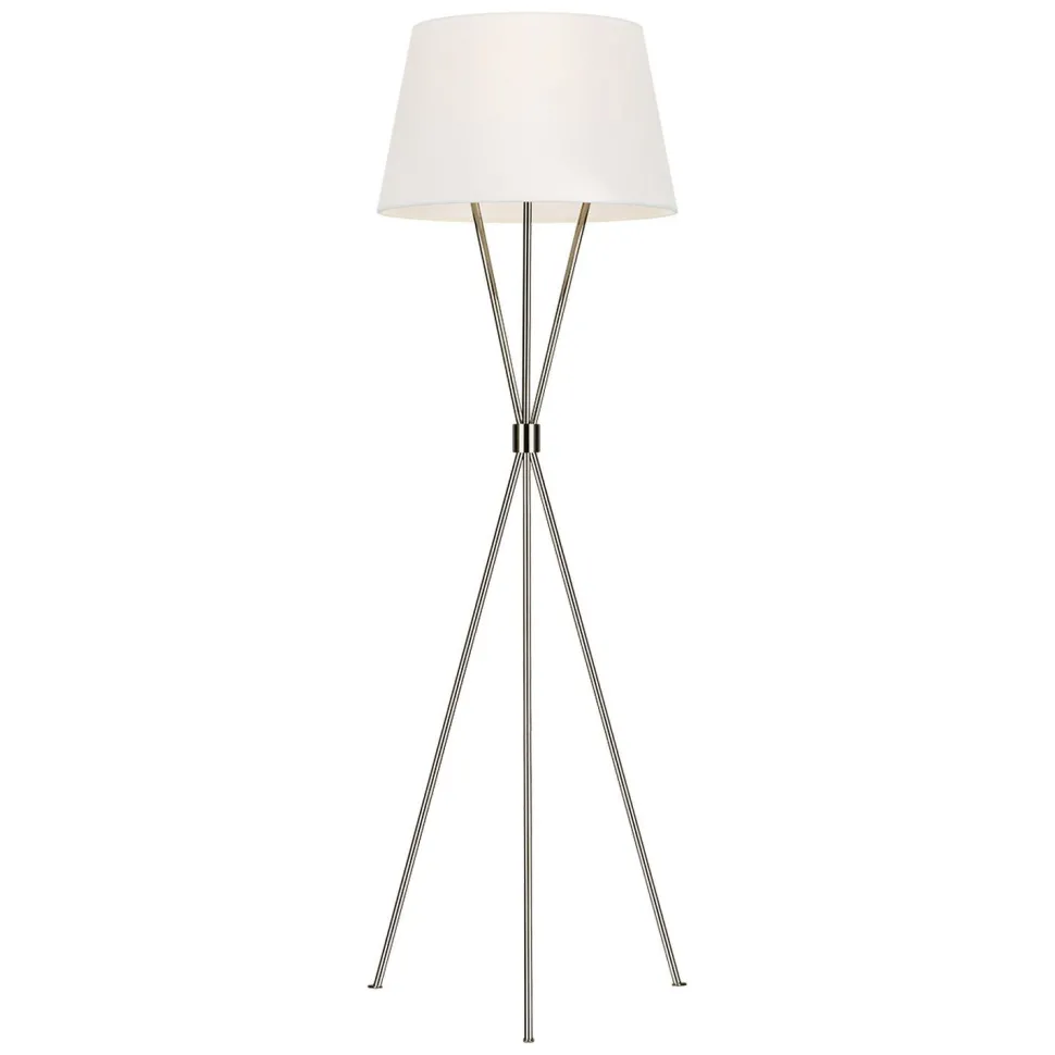 Stehleuchte Dreibein 140 cm klein Metall Stoff Modern