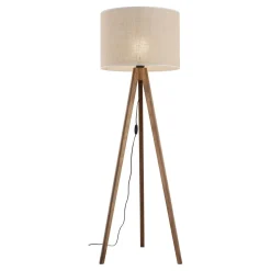 Stehleuchte Dreibein 145 cm Holz Stoff E27 NOLAN