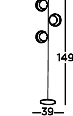 Stehleuchte 3-flammig 149 cm Metall in Schwarz Gold G9