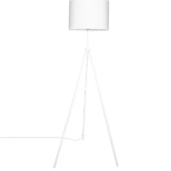 Stehleuchte Metall Stoff 145 cm hoch Tripod Weiß E27