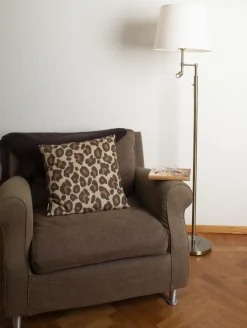 Stehleuchte mit Leselampe 157 cm Messing antik Weiß E27 + LED