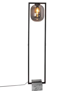 Stehleuchte Rauchglas Metall Stein 150 cm Retro Design E27