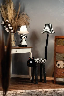 Stehleuchte Schwarz Weiß Katze Kinder Erwachsene 126 cm