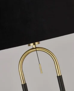 Stehleuchte Stoff Metall 161 cm E27 in Schwarz Messing