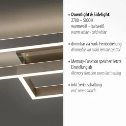 Stilvolle LED Deckenlampe Silber Fernbedienung dimmbar