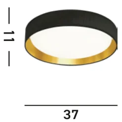 Stilvolle LED Deckenlampe Ø37 cm 3000 K in Schwarz Gold