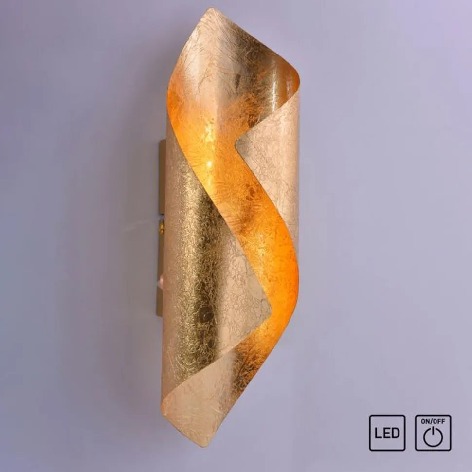 Stilvolle LED Wandleuchte Schalter 3000 K in Blattgold