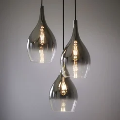 Stilvolle Pendelleuchte Glas Chrom Anthrazit E27 3-flmg