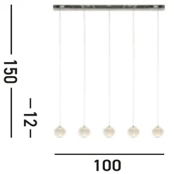Stilvolle Pendelleuchte in Chrom Metall G9 100 cm lang