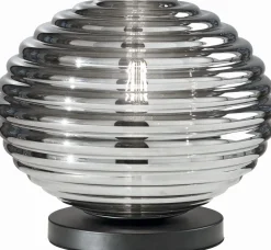 Stilvolle Tischlampe Rauchglas 28 cm E27 dekorativ