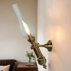 Stilvolle Wandleuchte GRETA Messing Glas Antik