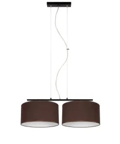 Stoff Pendelleuchte blendarm Braun Weiß E27 70 cm lang