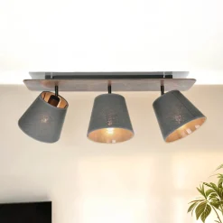 Stoffschirm Deckenleuchte AWINION in Grau 3-flmg