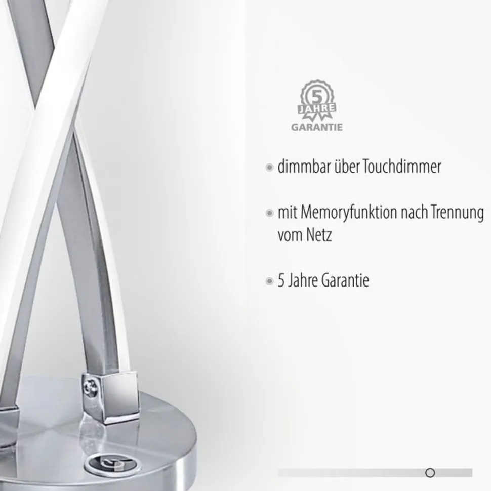 Stylische LED Tischlampe in Stahl 13 W dimmbar Touch