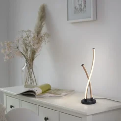 Stylische LED Tischlampe Schwarz Gold dimmbar mit Touch