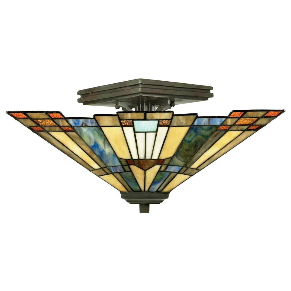 Tiffany Deckenlampe ETERNO 5 Buntglas Wohnzimmer