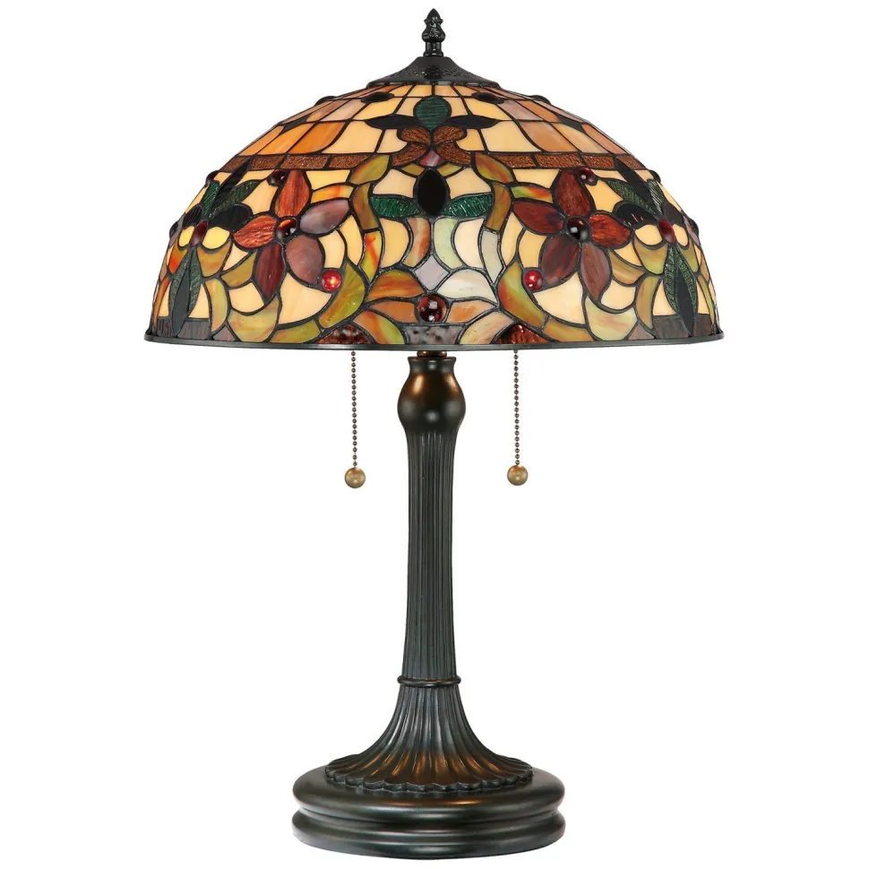 Tiffany Tischlampe FARFALLA 6 Bronze H:58cm 2xE27