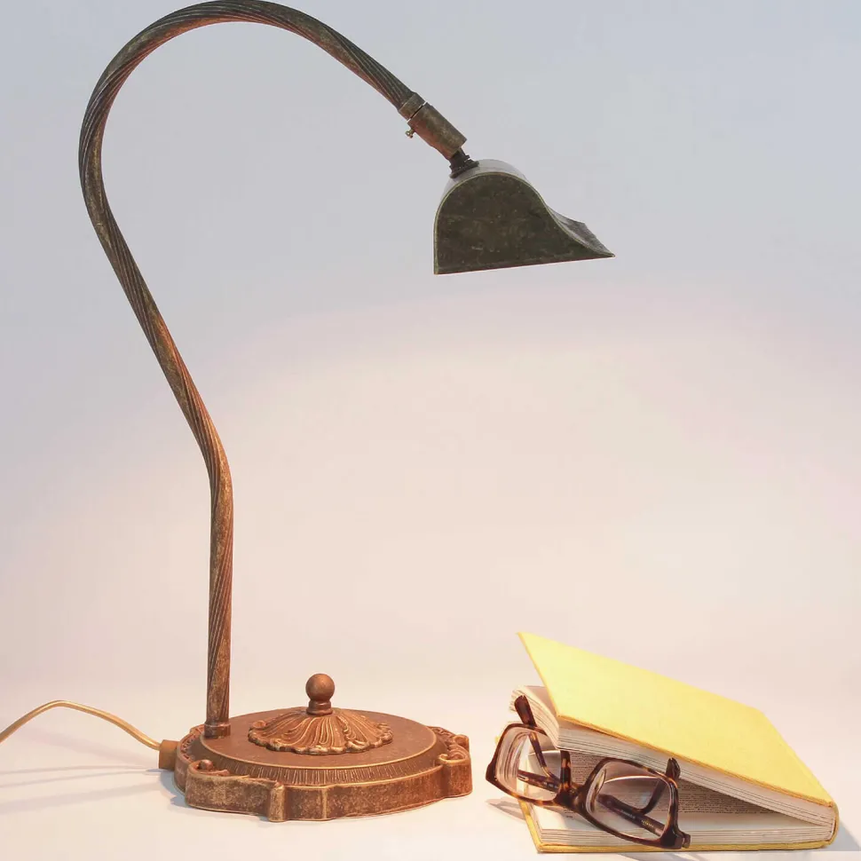 Tischlampe Bronze Hell aus Echt-Messing Premium