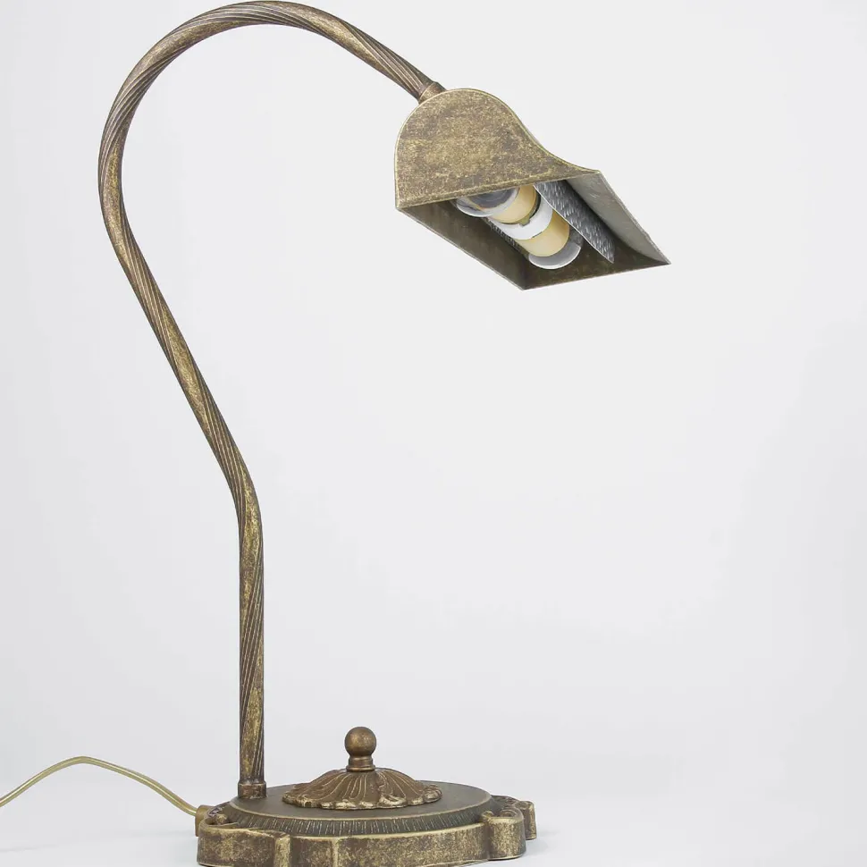 Tischlampe Bronze Hell aus Echt-Messing Premium