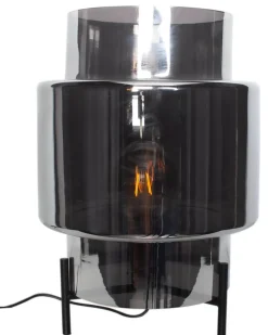 Tischlampe E27 37 cm Metall Rauchglas Dreibein