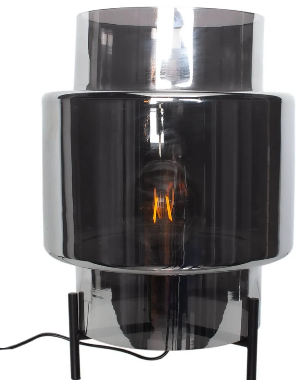 Tischlampe E27 37 cm Metall Rauchglas Dreibein