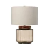 Tischlampe E27 Retro Design 51 cm Creme Grau Stoff Glas