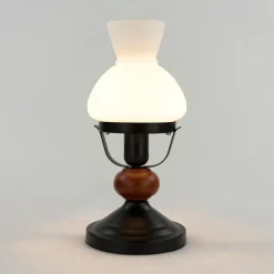 Tischlampe Echt-Holz Glas Landhausstil rustikal