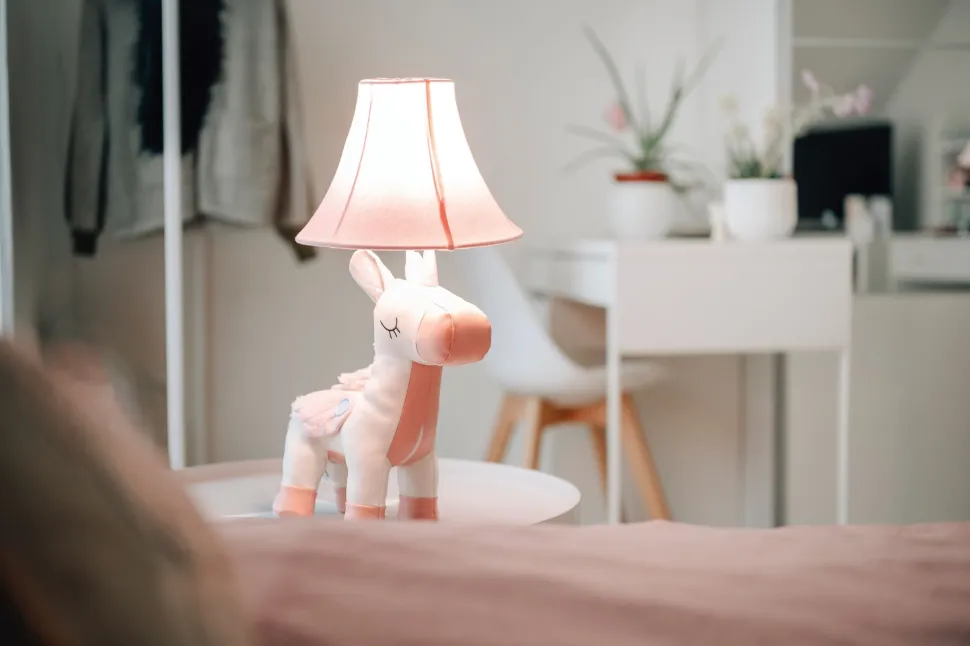Tischlampe Einhorn Rosa 51 cm Kinderzimmer Schlafzimmer