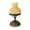 Tischlampe Glas Messing 23,5 cm in Bronze Antik Creme E14
