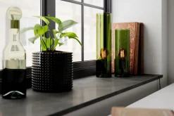 Tischlampe Glas Metall 30 cm hoch Grün E27 Zylinder