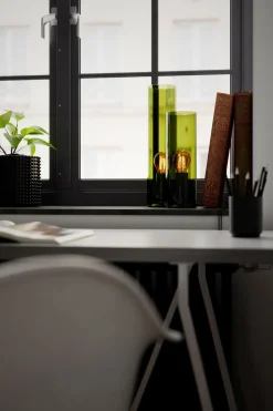 Tischlampe Glas Metall 30 cm hoch Grün E27 Zylinder