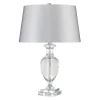 Tischlampe Glas Stoff in Silber 63cm hoch VHASI