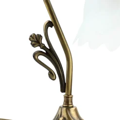 Tischlampe Glasschirm Weiß Echt-Messing Jugendstil