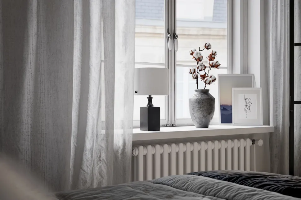 Tischlampe Holz Stoff 41 cm Schwarz Weiß für E27