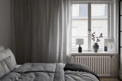 Tischlampe Holz Stoff 41 cm Schwarz Weiß für E27