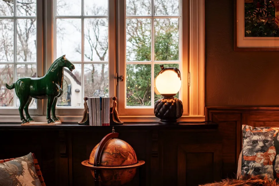 Tischlampe Keramik Glas 45 cm hoch Schwarz Weiß Grün