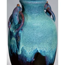 Tischlampe Keramik Leinen Maritim in Türkis Natur 85 cm