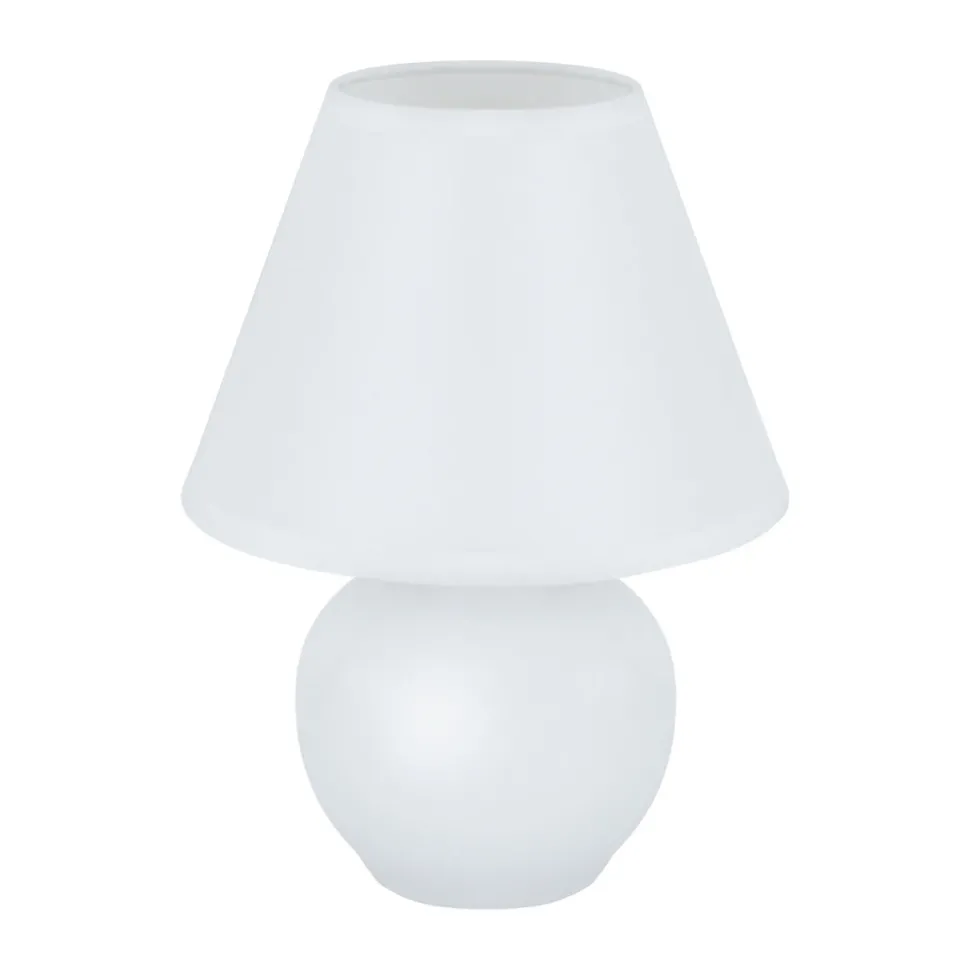 Tischlampe Keramik Stoff 24 cm hoch Weiß E14