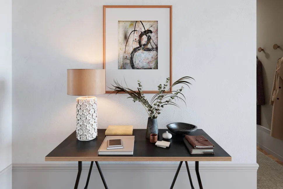 Tischlampe Keramik Stoff 54,5 cm hoch Beige E27 Floral