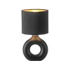 Tischlampe Keramik Stoff 30 cm E27 Schwarz Gold Modern