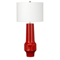 Tischlampe LENIO Keramik Rot Creme H:76cm Retro